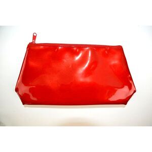 New Vintage 2001 Avon Always Perfect Red Vinyl Clutch Wristlet Make-Up Bag 8.5x5